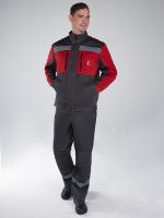 Костюм Нембус-1 СОП (тк.Смесовая,220) брюки, т.серый/красный