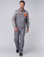 Костюм Союз-Профессионал-1 CH (тк.Смесовая,240) брюки, серый/св.серый/оранжевый