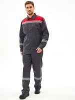 Костюм Липецк-1 СОП CH (тк.Смесовая,280) брюки, т.серый/красный