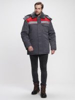 Куртка зимняя Бригада NEW (тк.Смесовая,210), т.серый/красный