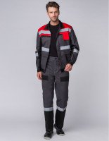 Костюм Виват-1 Премиум IMP (тк.Смесовая,240) брюки, т.серый/черный/красный