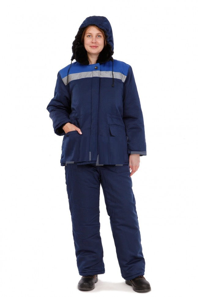 Костюм зимний женский Стандарт (тк. Смесовая,210) брюки , синий/высильковый(Кос215)